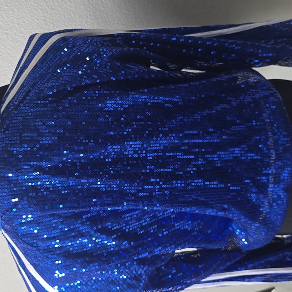 Sparkling Blue Sequin Bomber Jacket - Picture 5 of 6